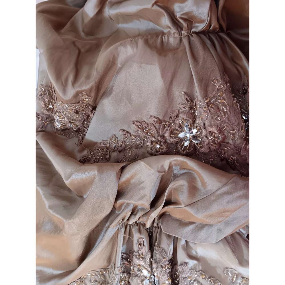 NEW JOVANI Formal Dress 10 Ballgown Bronze Beaded Taffeta Optional Wrap MotherOf - Picture 13 of 16